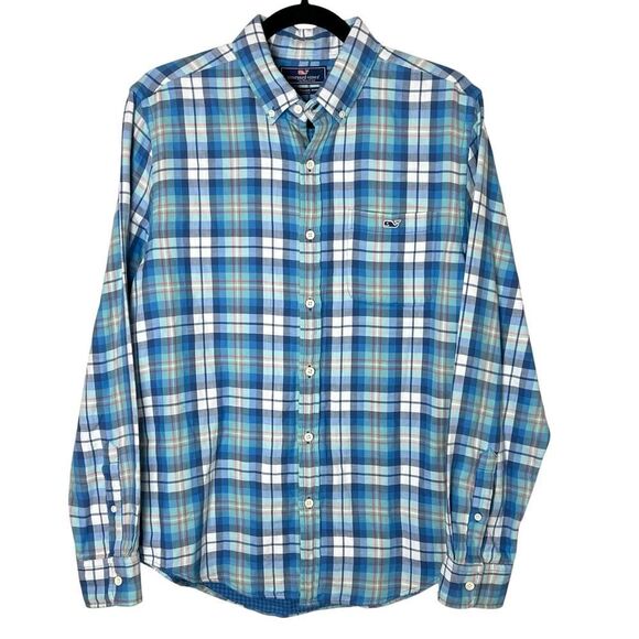 Vineyard Vines Men's Long Sleeve Slim Fit Tucker Plaid Checked Flannel Shirt Med - Picture 1 of 9
